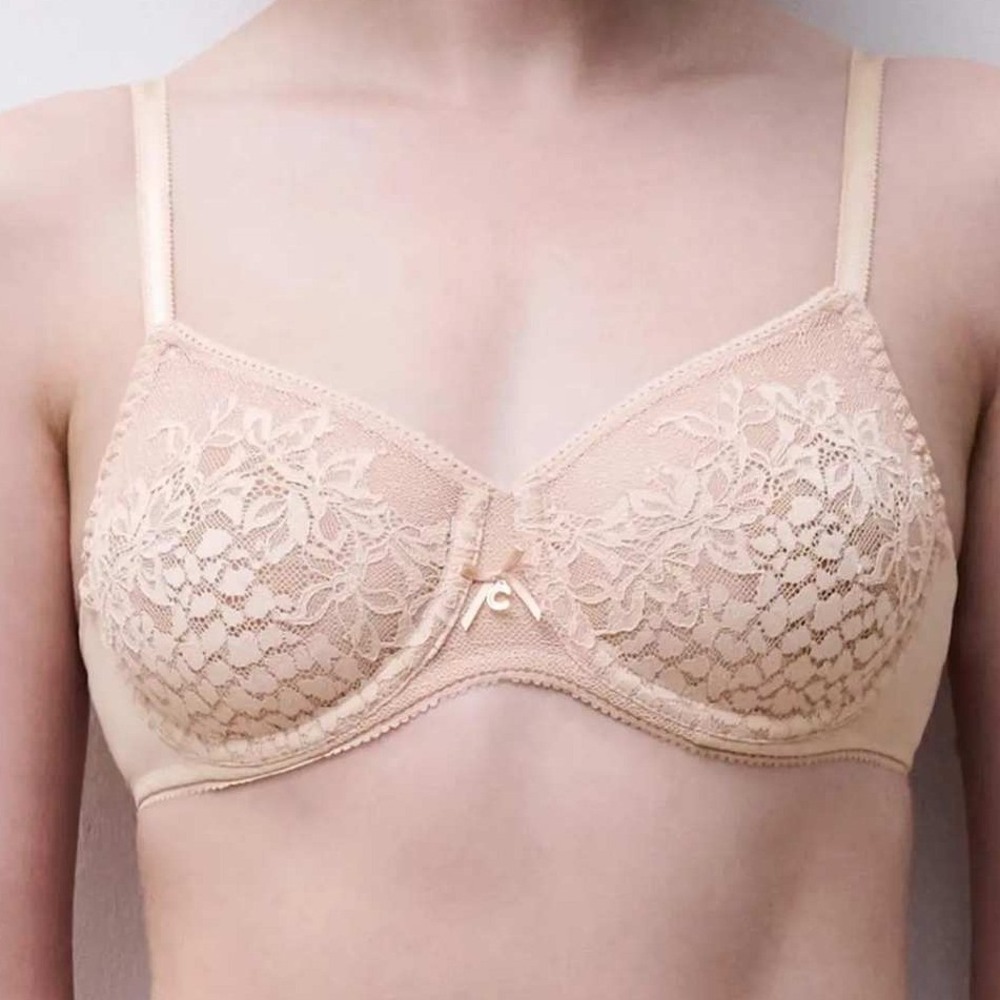 Chantelle Maris Unlined Underwire Molded Full Coverage Bra Beige Lace 36DDD